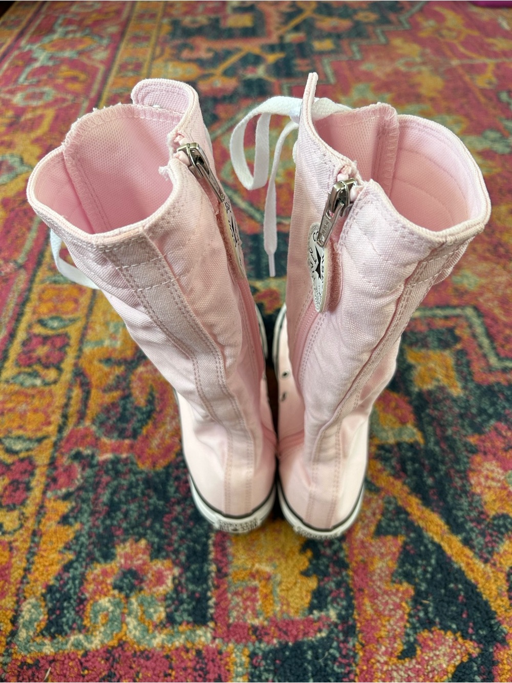 Converse | Youth Pink High Top All Star Canvas XX Side Zip Calf High Sneakers 3 - Picture 9 of 15